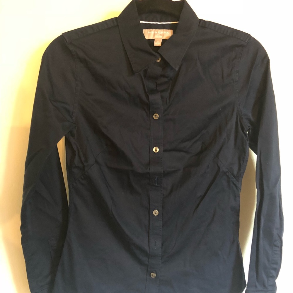 Banana Republic Navy Button Up Long Sleeve